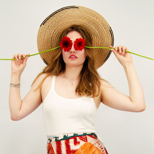 Iguaran Black Wide Brim Straw Hat Medium Hat WASHEIN