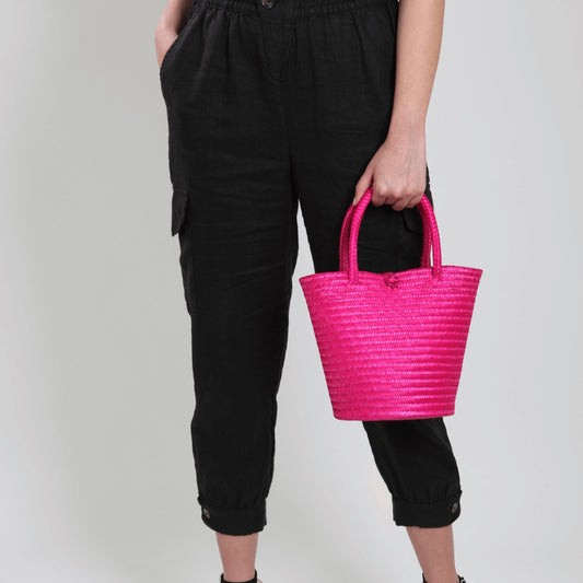 Kensington Fuchsia Mini Tote Straw Bag BAG WASHEIN