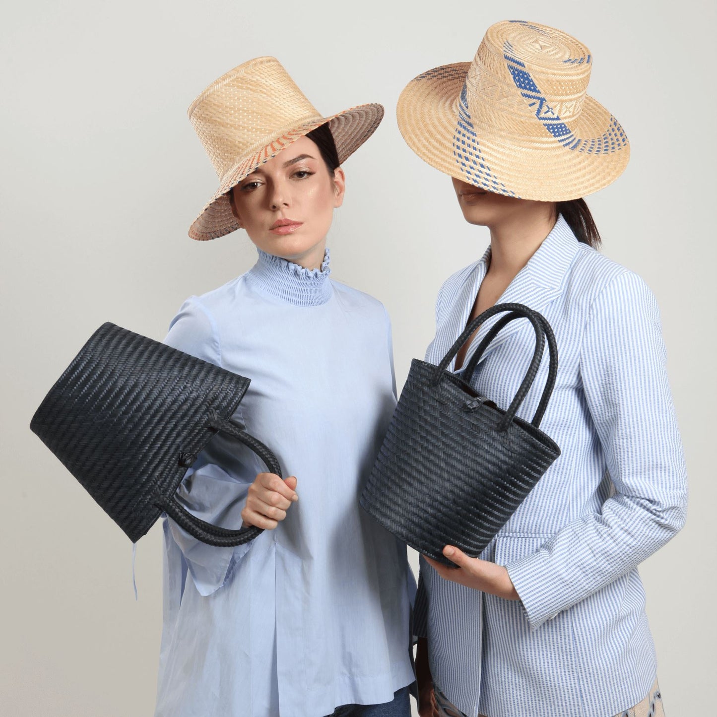 Luna Navy Mini Tote Straw Bag BAG WASHEIN
