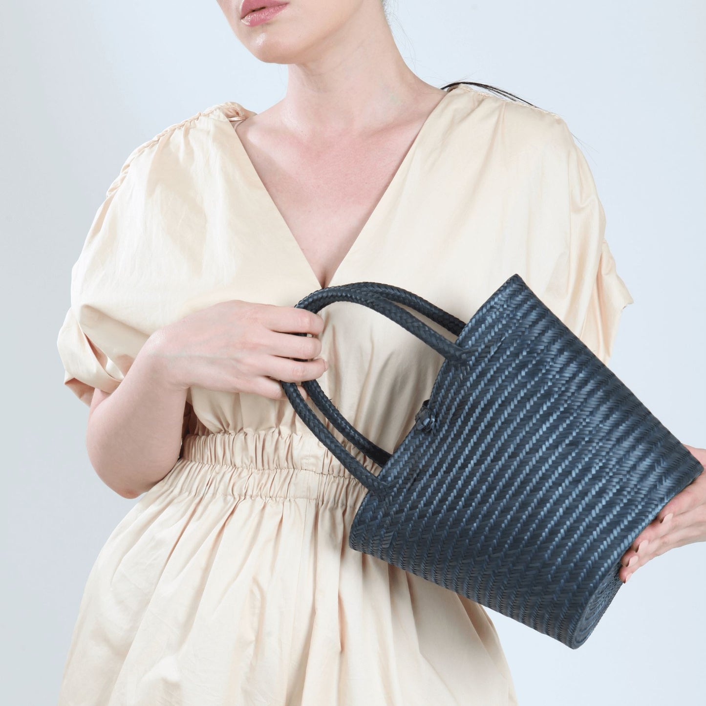 Luna Navy Mini Tote Straw Bag BAG WASHEIN