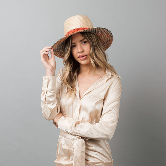 Luz Red & Blue Short Brim straw Hat Hat WASHEIN