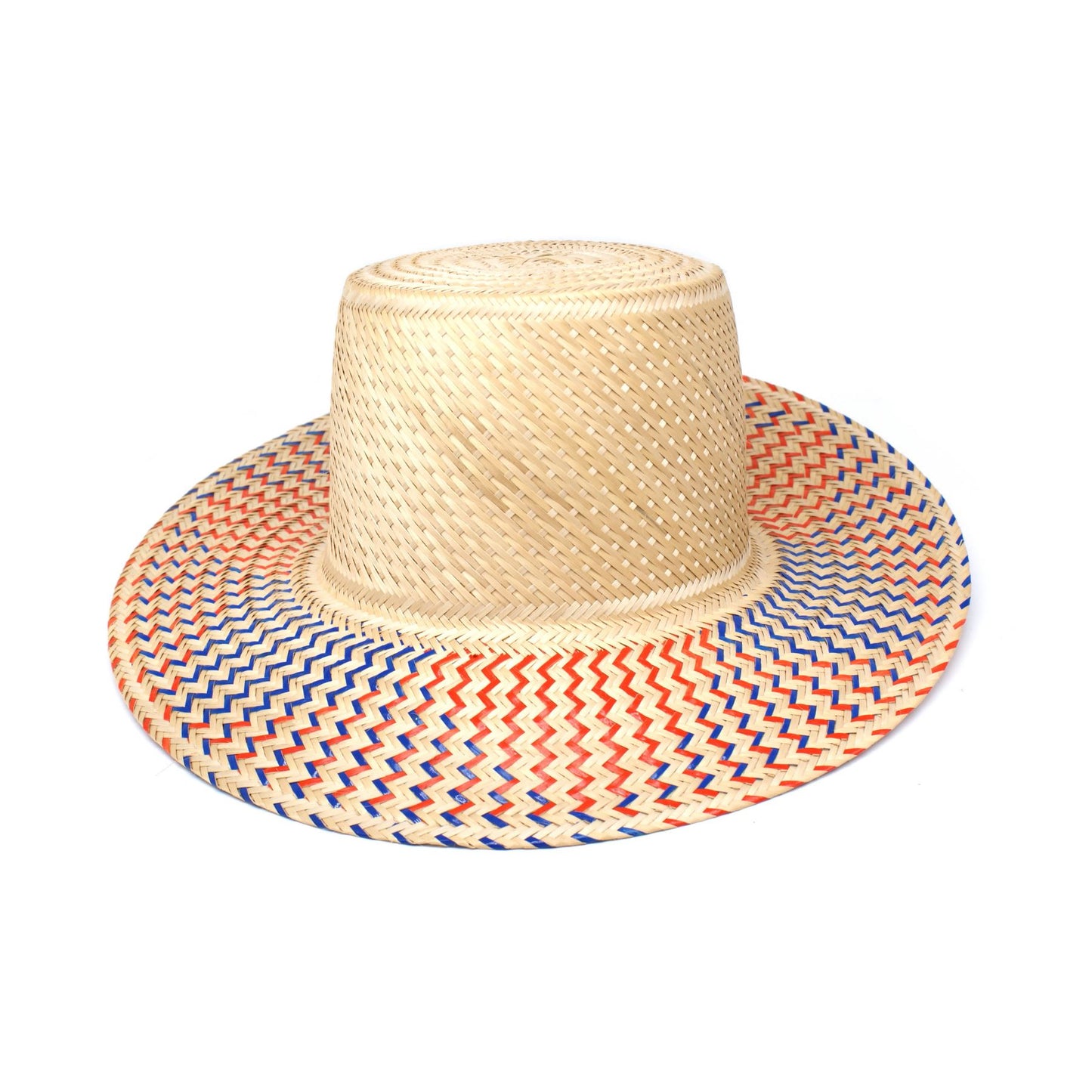 Luz Red & Blue Short Brim straw Hat Hat WASHEIN
