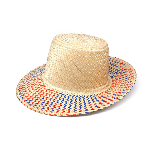 Luz Red & Blue Short Brim straw Hat Hat WASHEIN