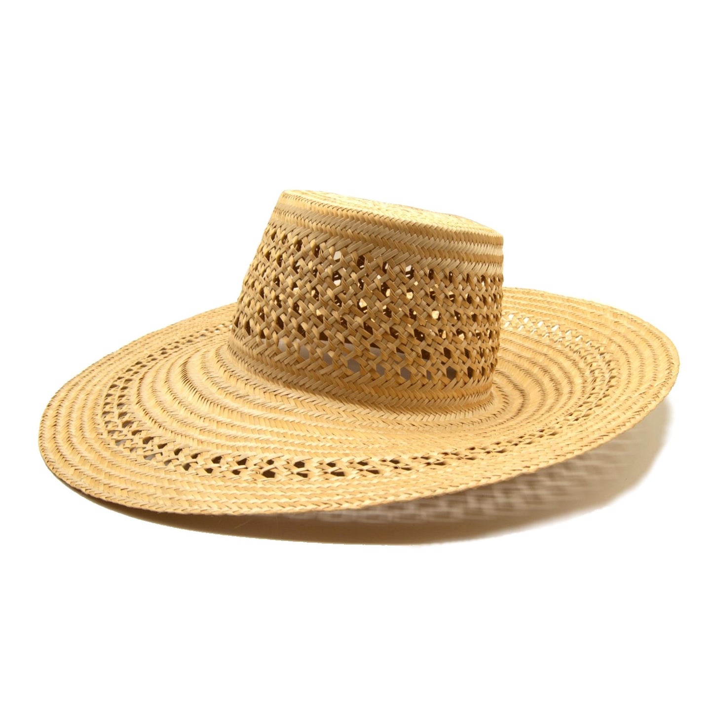 Macuira Perforated Natural Wide Brim Straw Hat Hat WASHEIN