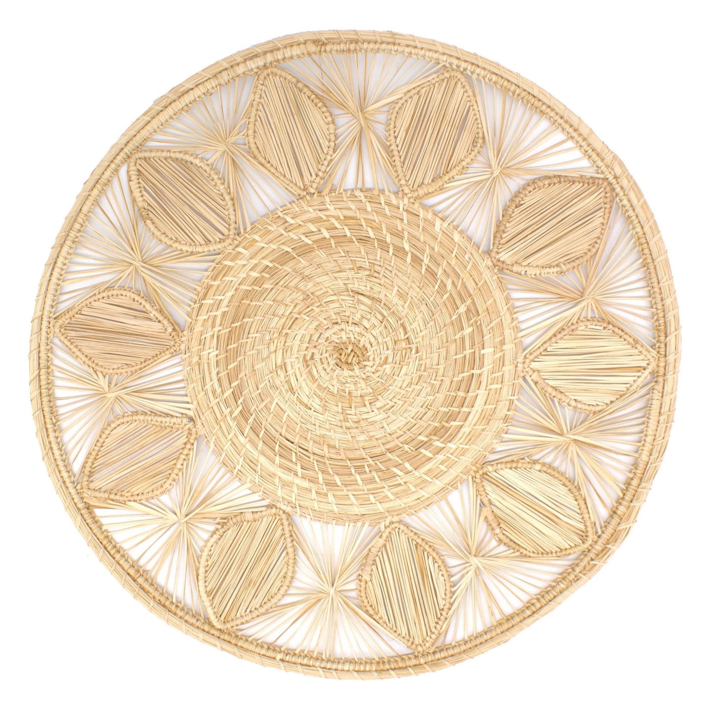 Natural Straw Neutral Leaves Round Placemats Placemats WASHEIN