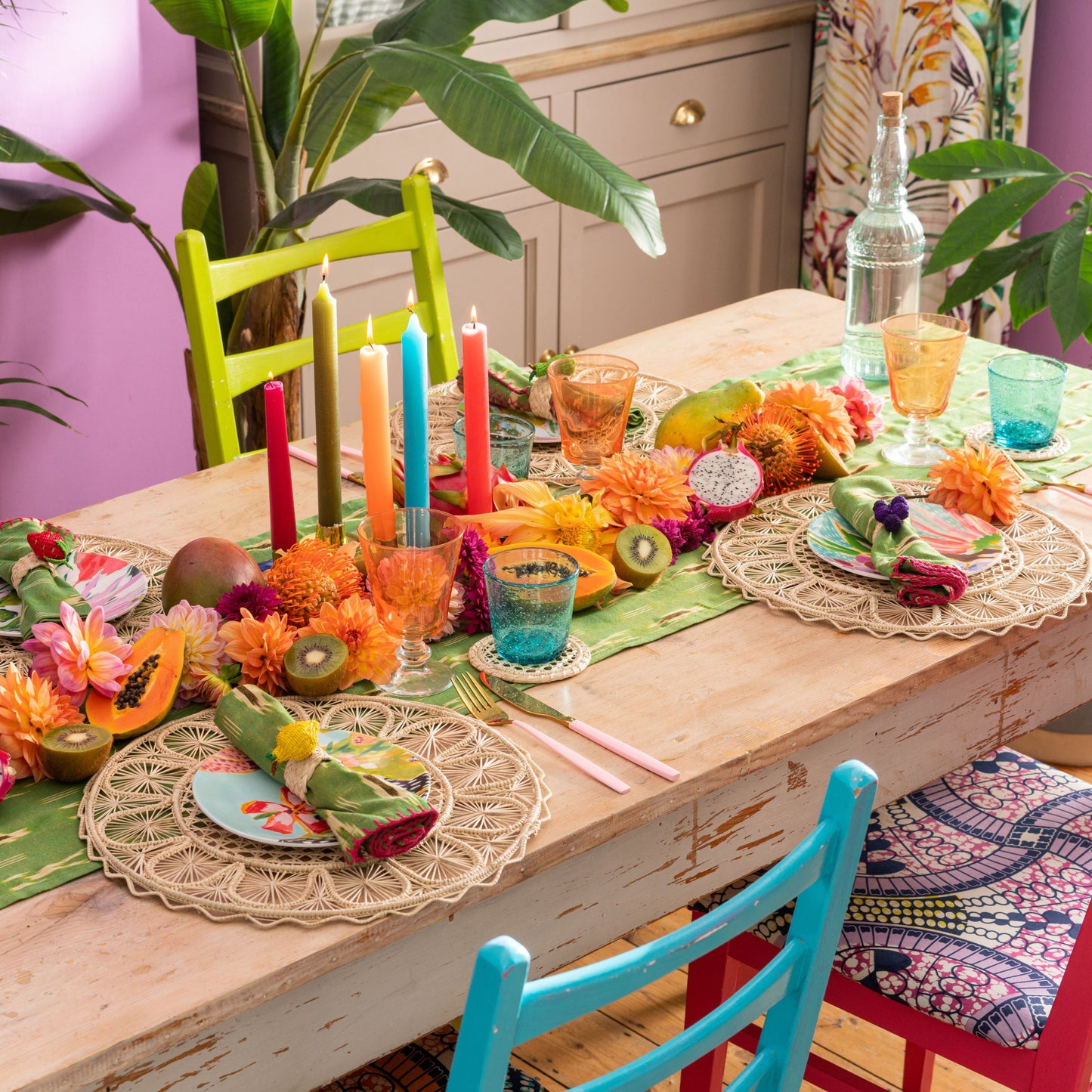 Natural Straw Neutral Sun Round Placemats Placemats WASHEIN