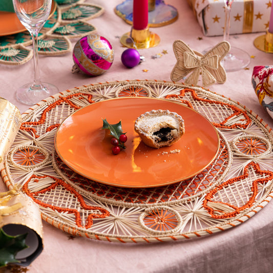 Natural Straw Woven Orange Fish Placemats Placemats WASHEIN