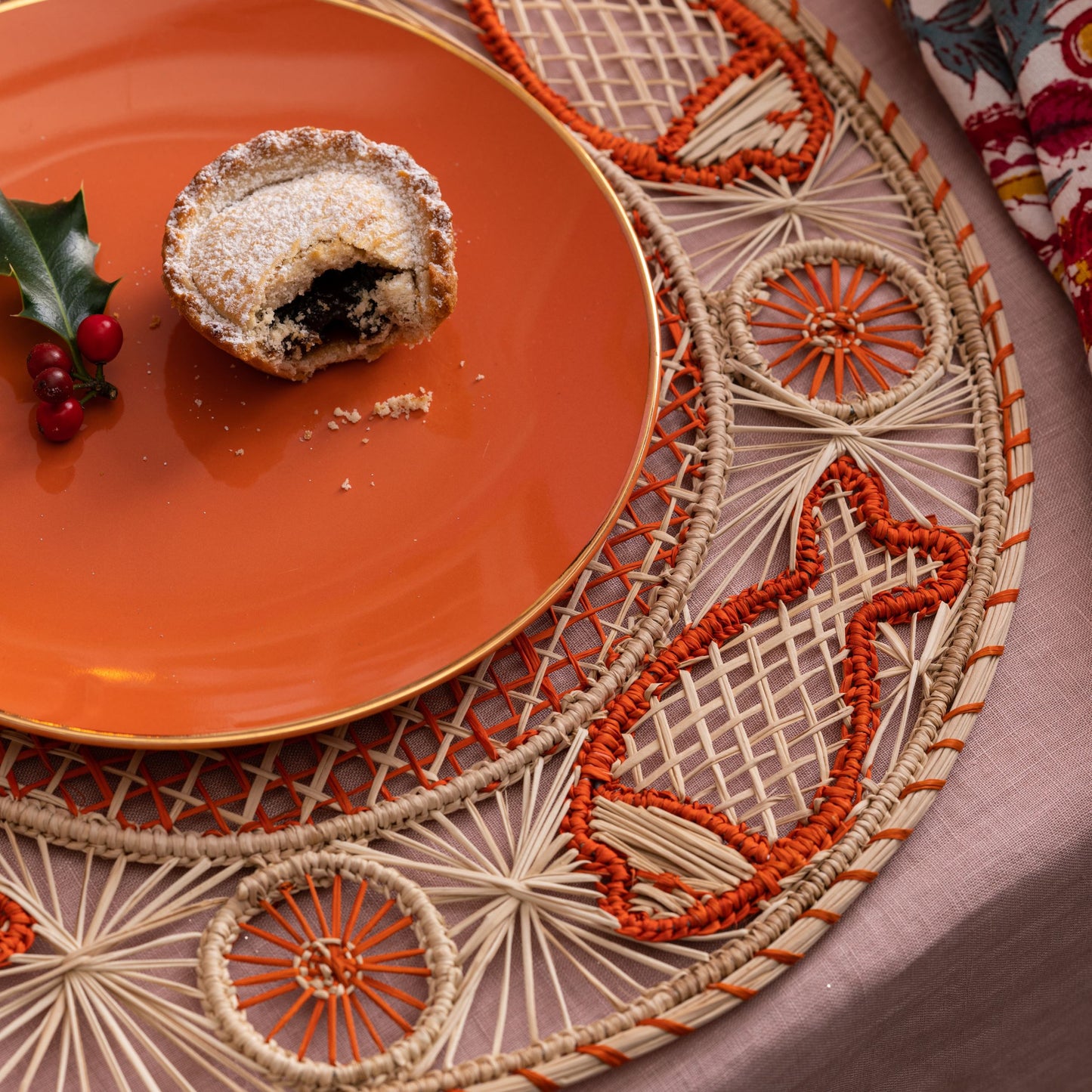 Natural Straw Woven Orange Fish Placemats Placemats WASHEIN