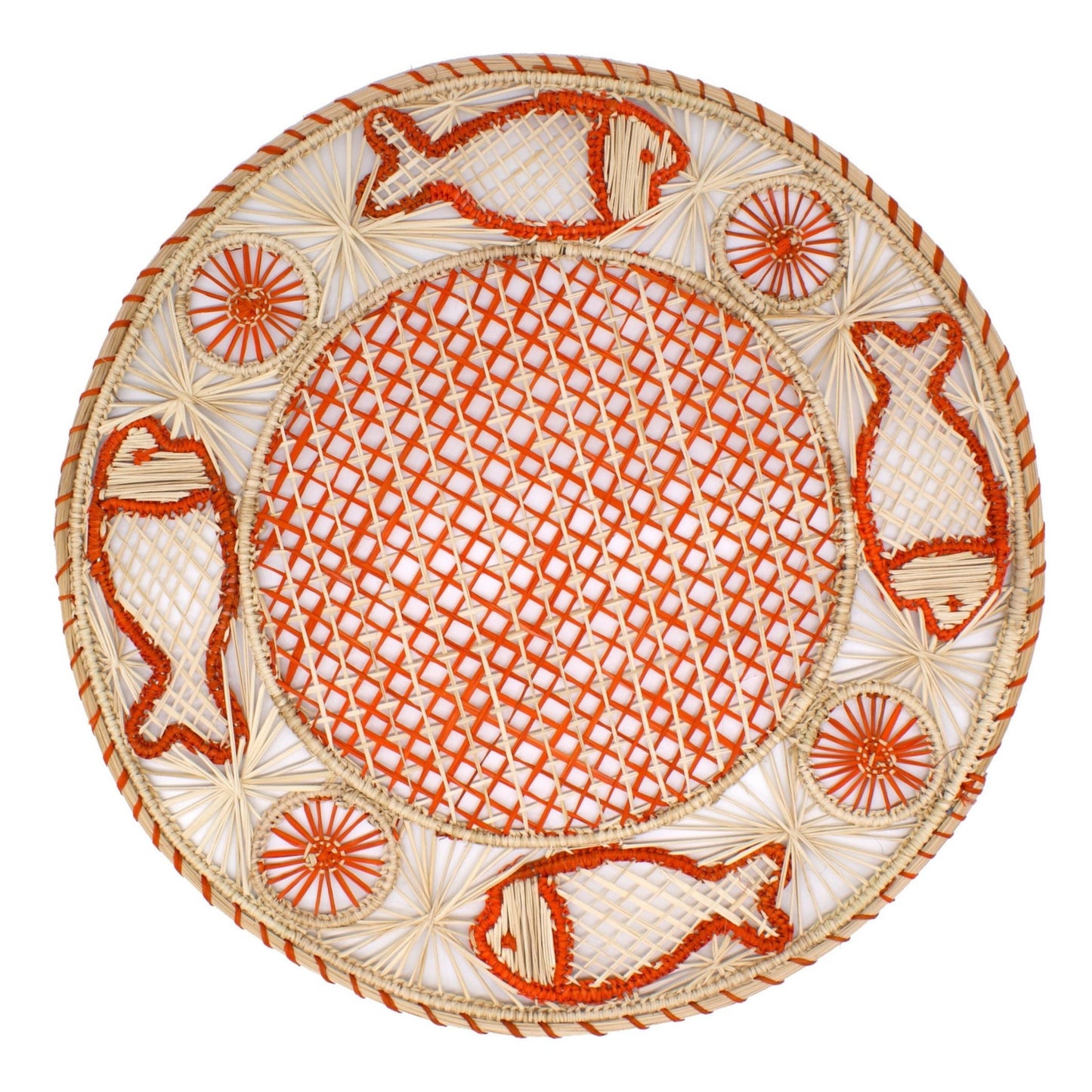 Natural Straw Woven Orange Fish Placemats Placemats WASHEIN