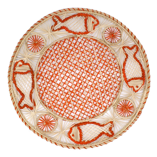 Natural Straw Woven Orange Fish Placemats Placemats WASHEIN