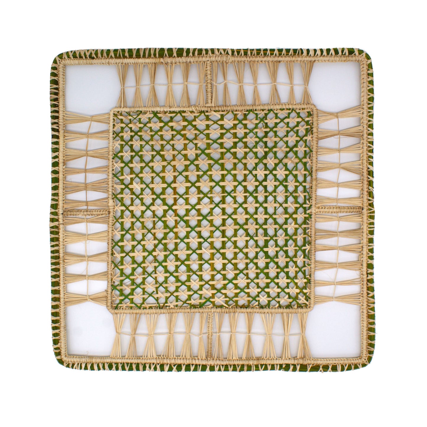 Natural Woven Straw Green Olive Square Placemats Placemats WASHEIN