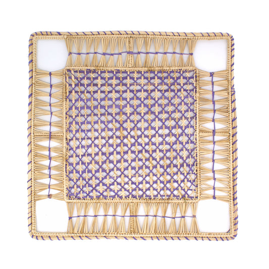 Natural Woven Straw Purple Lavender Square Placemats Placemats WASHEIN