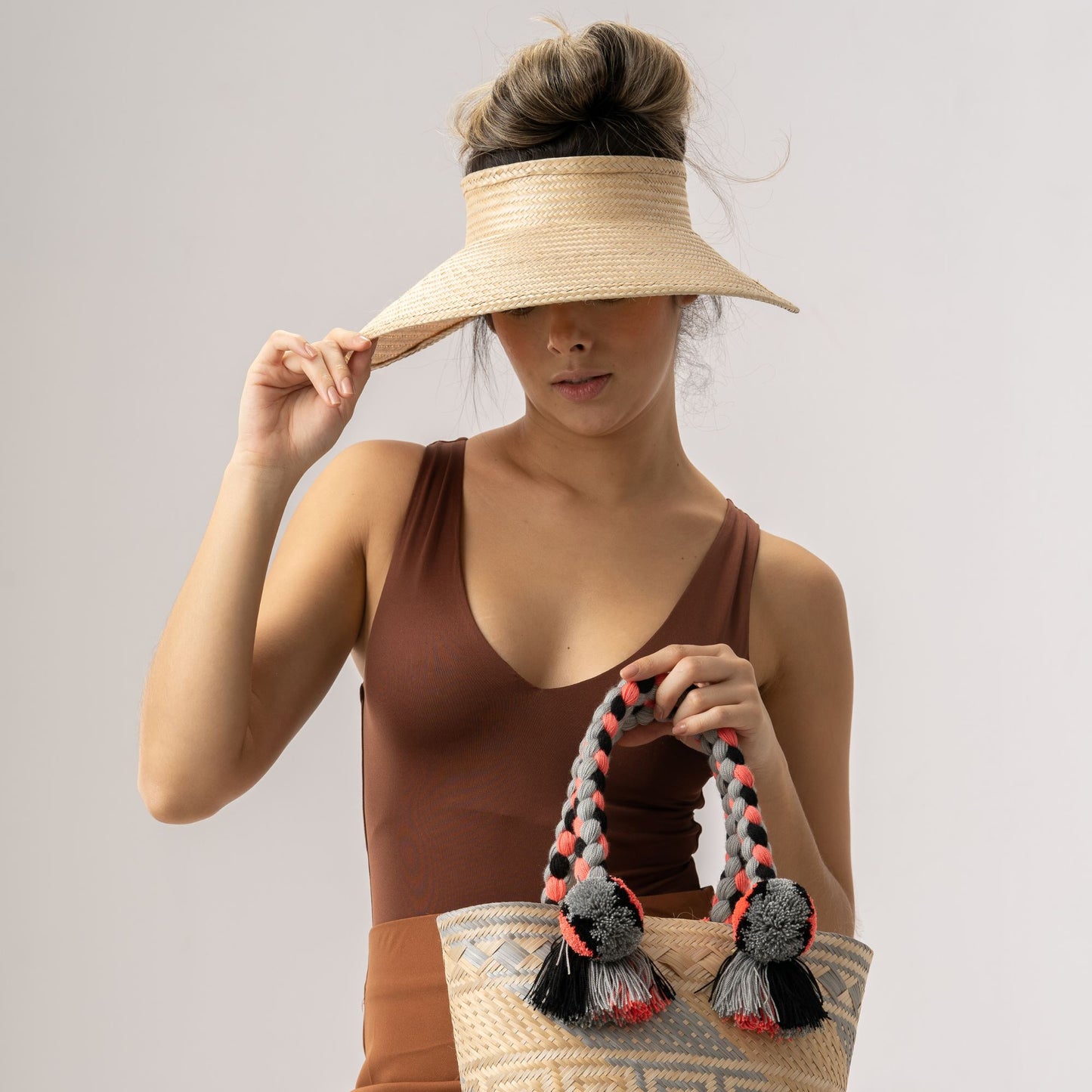 Natural Woven Straw Sun Visor Visor WASHEIN
