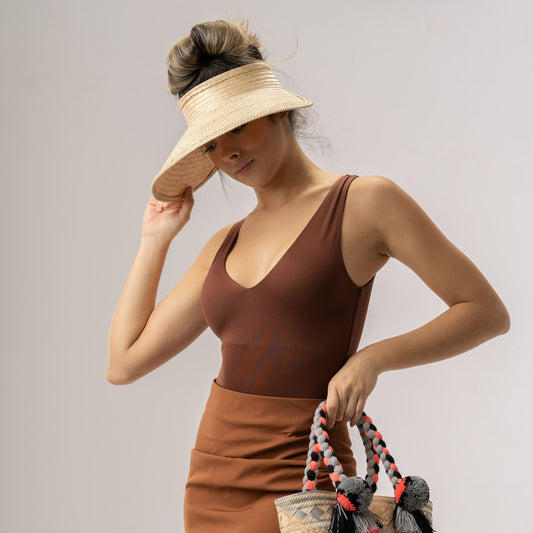 Natural Woven Straw Sun Visor Visor WASHEIN