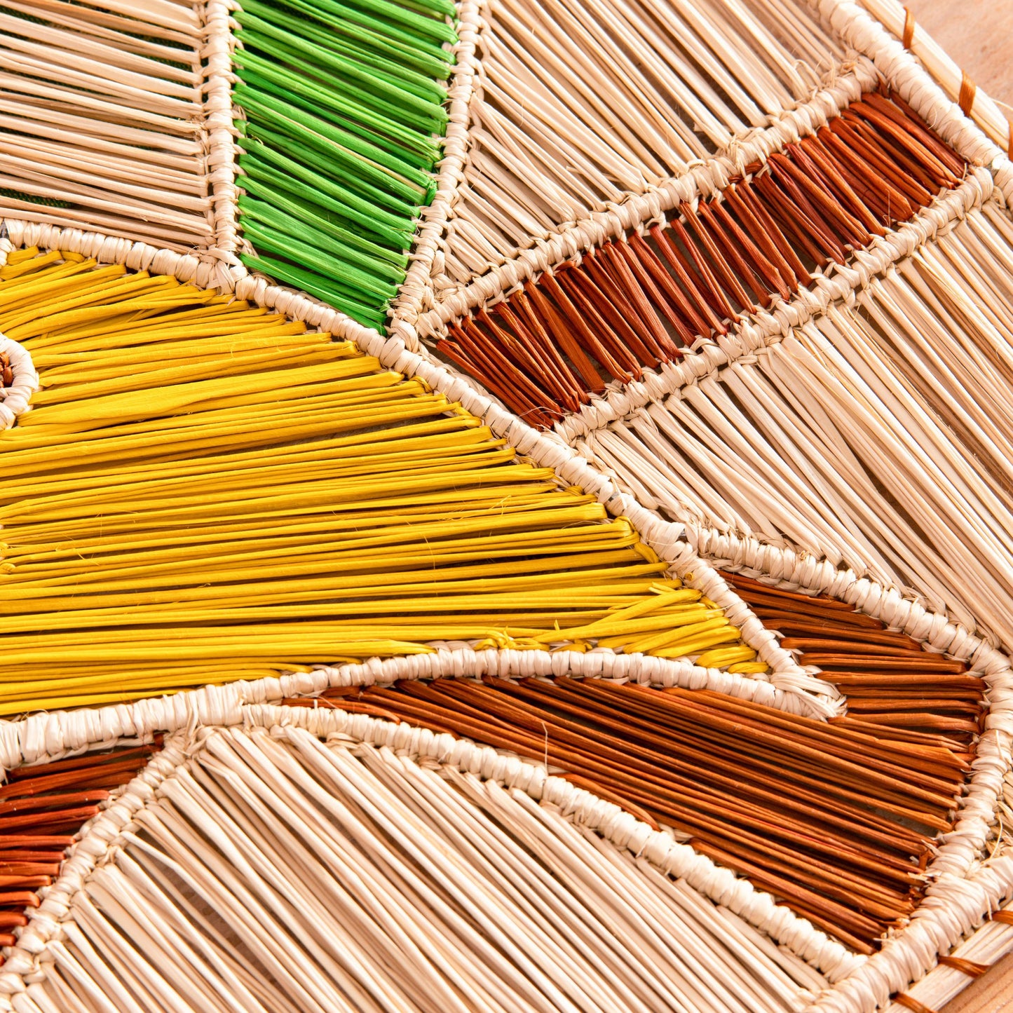 Natural Woven Straw Yellow Cockatoo Rectangular Placemats Placemats WASHEIN