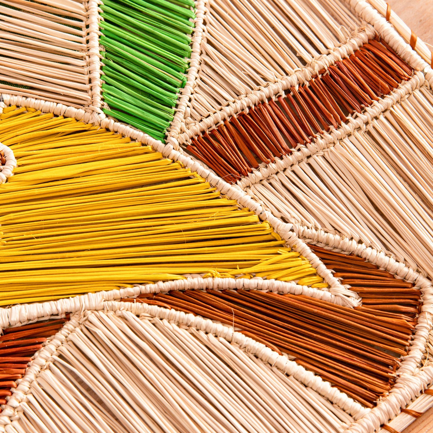 Natural Woven Straw Yellow Cockatoo Rectangular Placemats Placemats WASHEIN