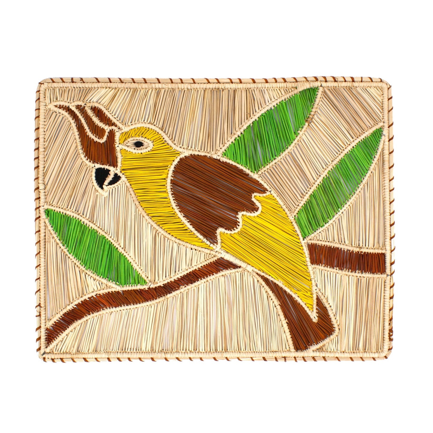 Natural Woven Straw Yellow Cockatoo Rectangular Placemats Placemats WASHEIN