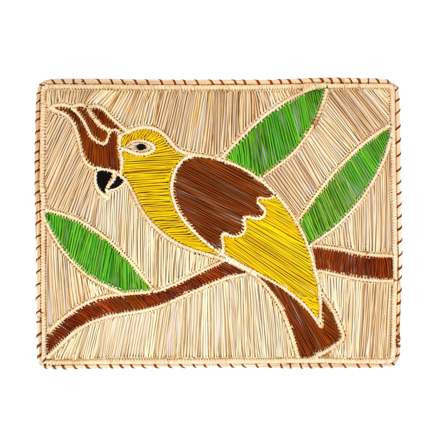 Natural Woven Straw Yellow Cockatoo Rectangular Placemats Placemats WASHEIN