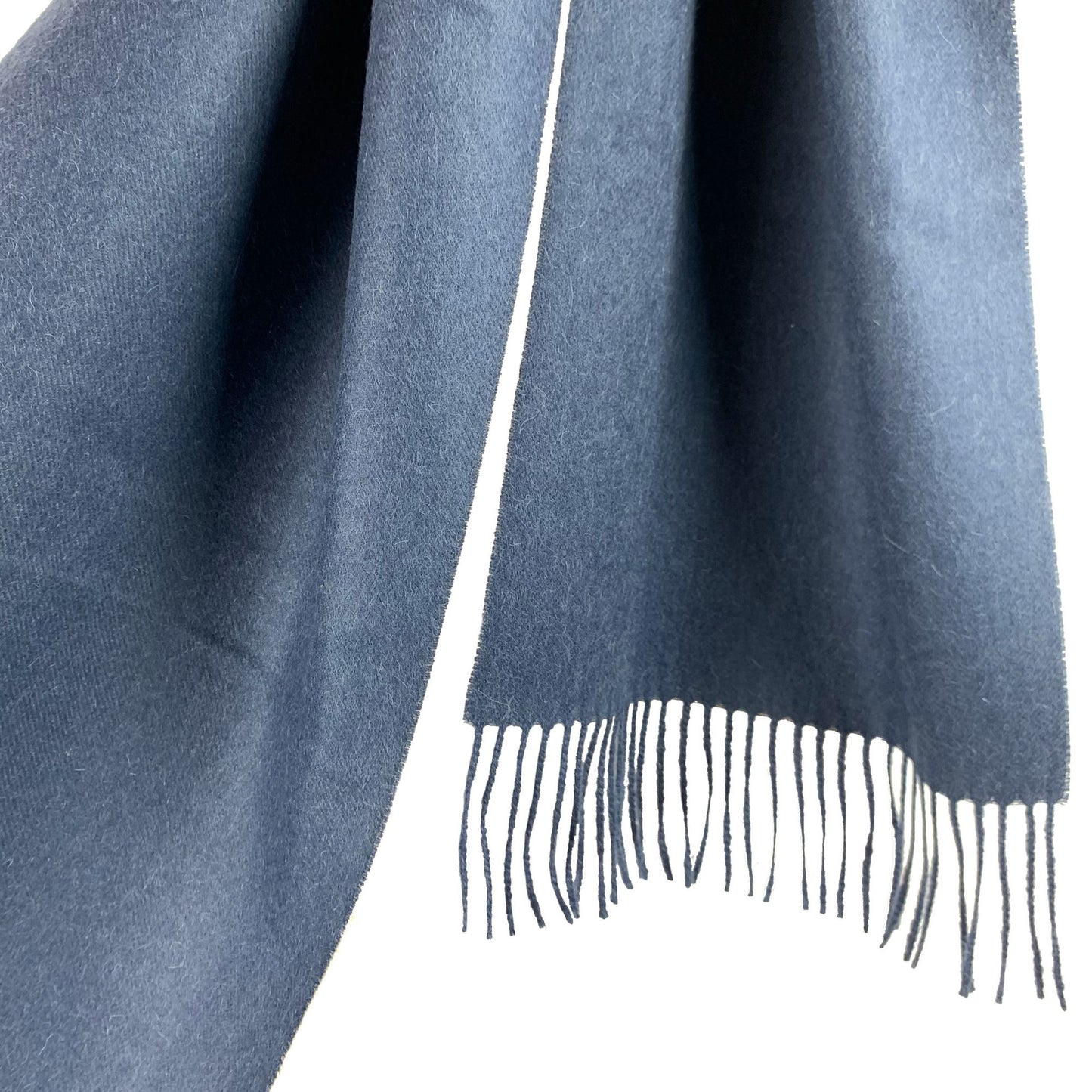 Navy Baby Alpaca Fringed Scarf Scarf WASHEIN