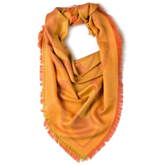 Orange Premium Baby Alpaca & Silk Large Bandana Squared Scarf Scarf WASHEIN