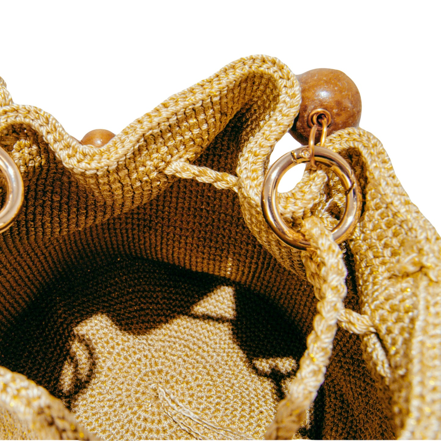 Oro Gold Cotton Brown Cross-Body Bag BAG WASHEIN