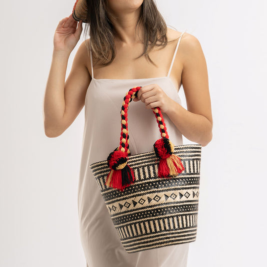 Premium Black Summer Woven Straw Basket Bag BAG WASHEIN