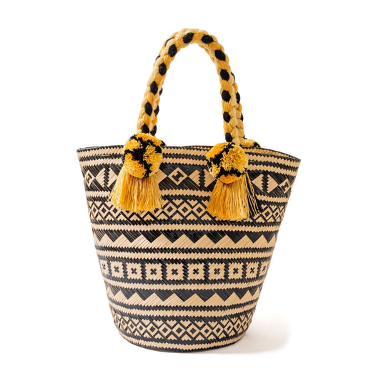 Premium Black Woven Straw Basket Bag BAG WASHEIN