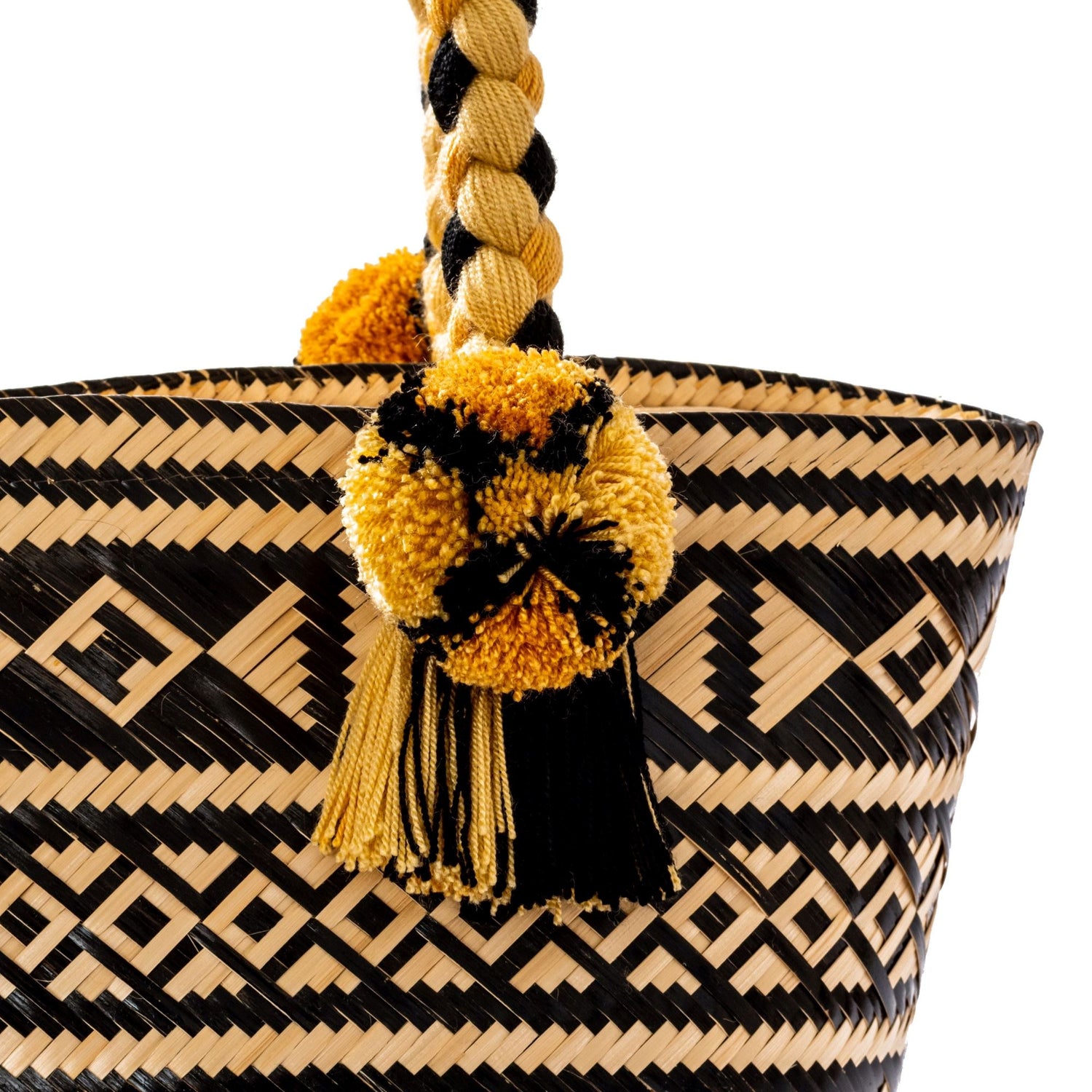 Premium Black Woven Straw Basket Bag BAG WASHEIN