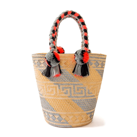 Premium Silver Woven Straw Basket Bag BAG WASHEIN