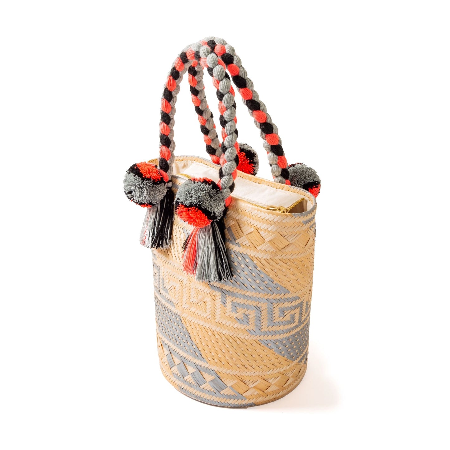 Premium Silver Woven Straw Basket Bag BAG WASHEIN