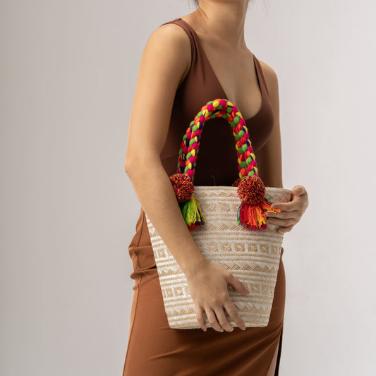 Premium White Woven Straw Basket Bag BAG WASHEIN