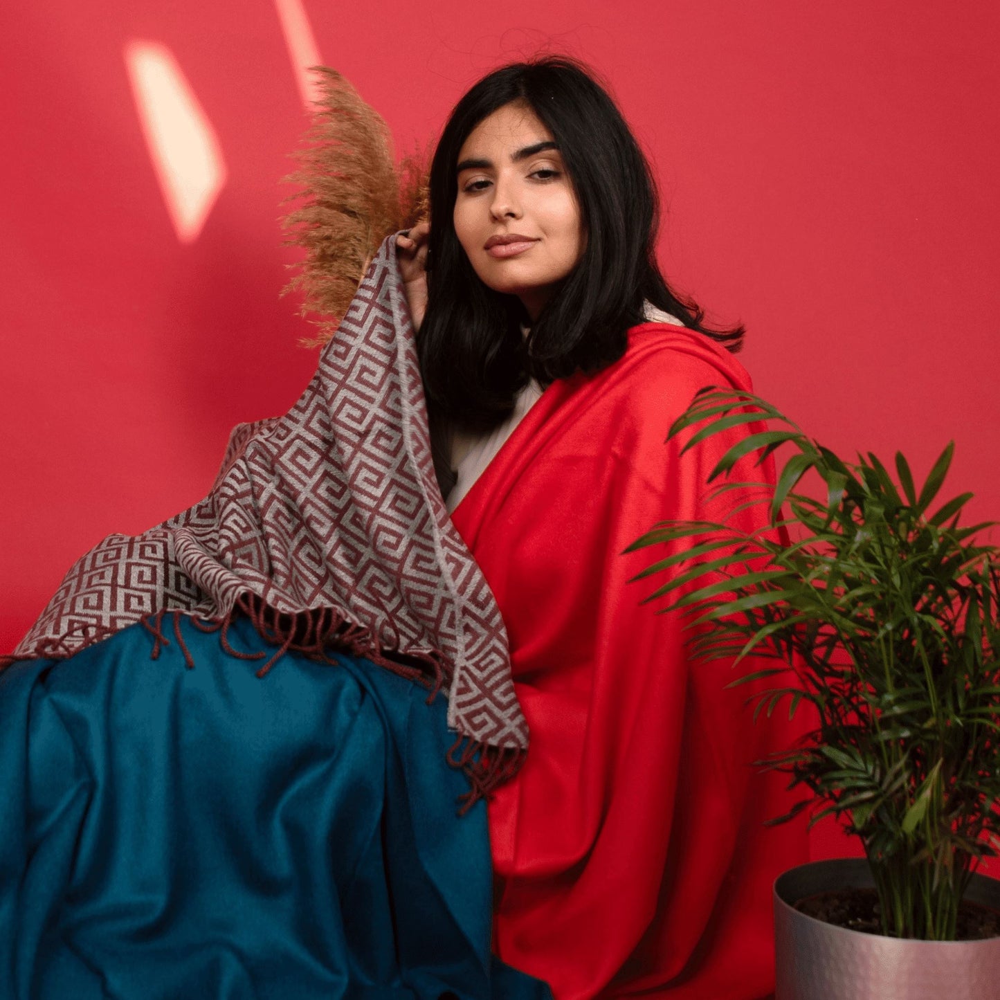 Red Classic Premium Baby Alpaca Throw Throws WASHEIN