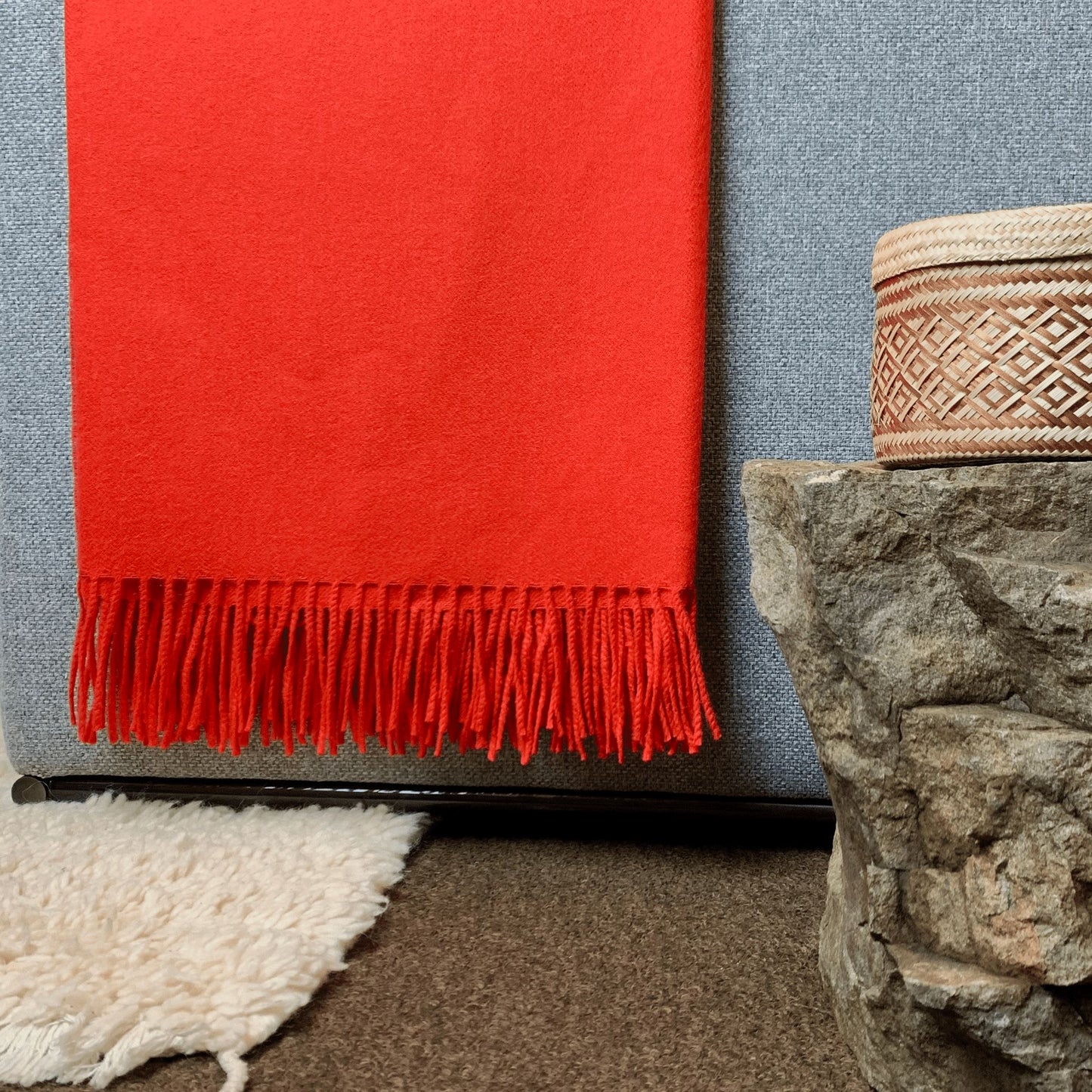 Red Classic Premium Baby Alpaca Throw Throws WASHEIN