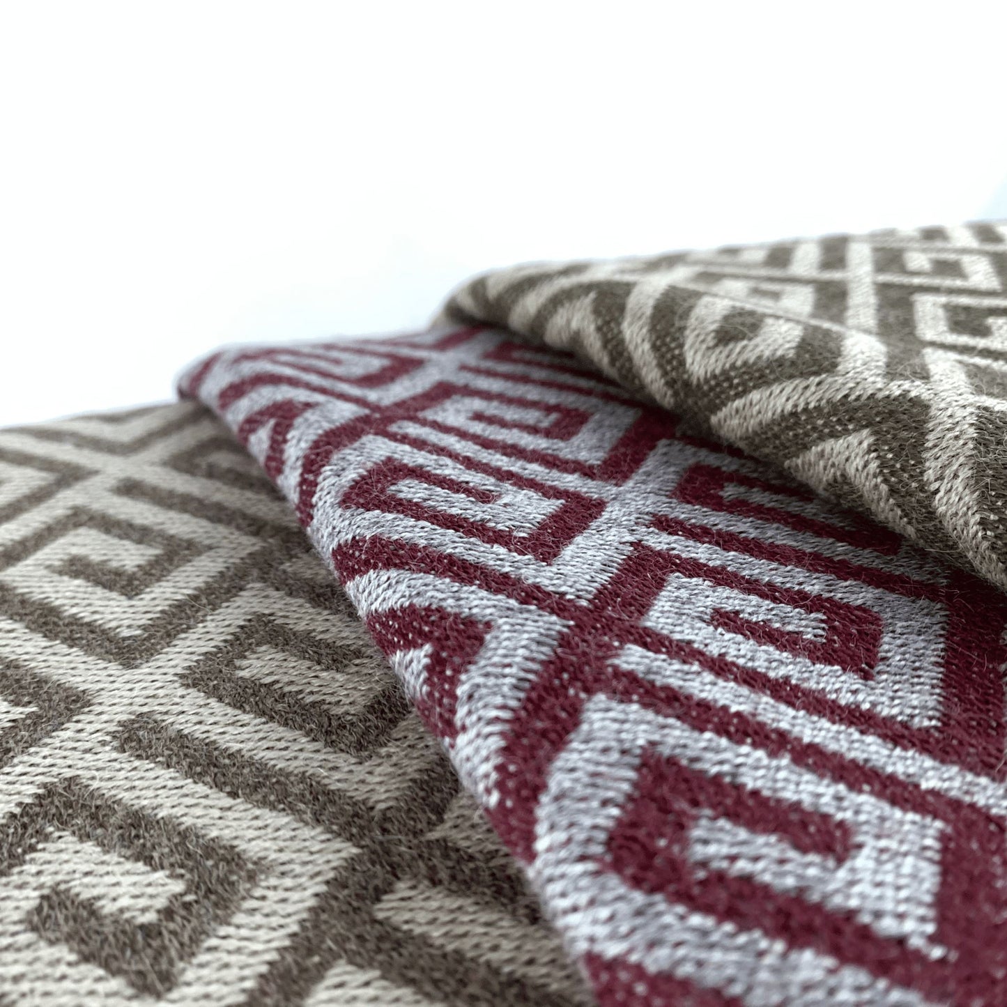 Red Ethnic Premium Baby Alpaca Throw Throws WASHEIN