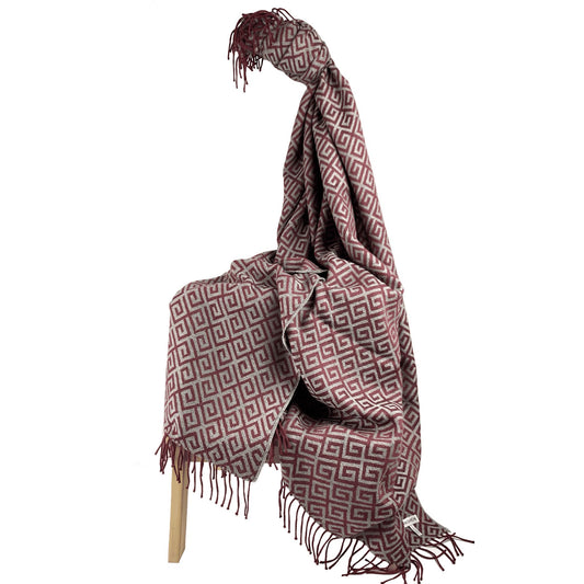 Red Ethnic Premium Baby Alpaca Throw Throws WASHEIN