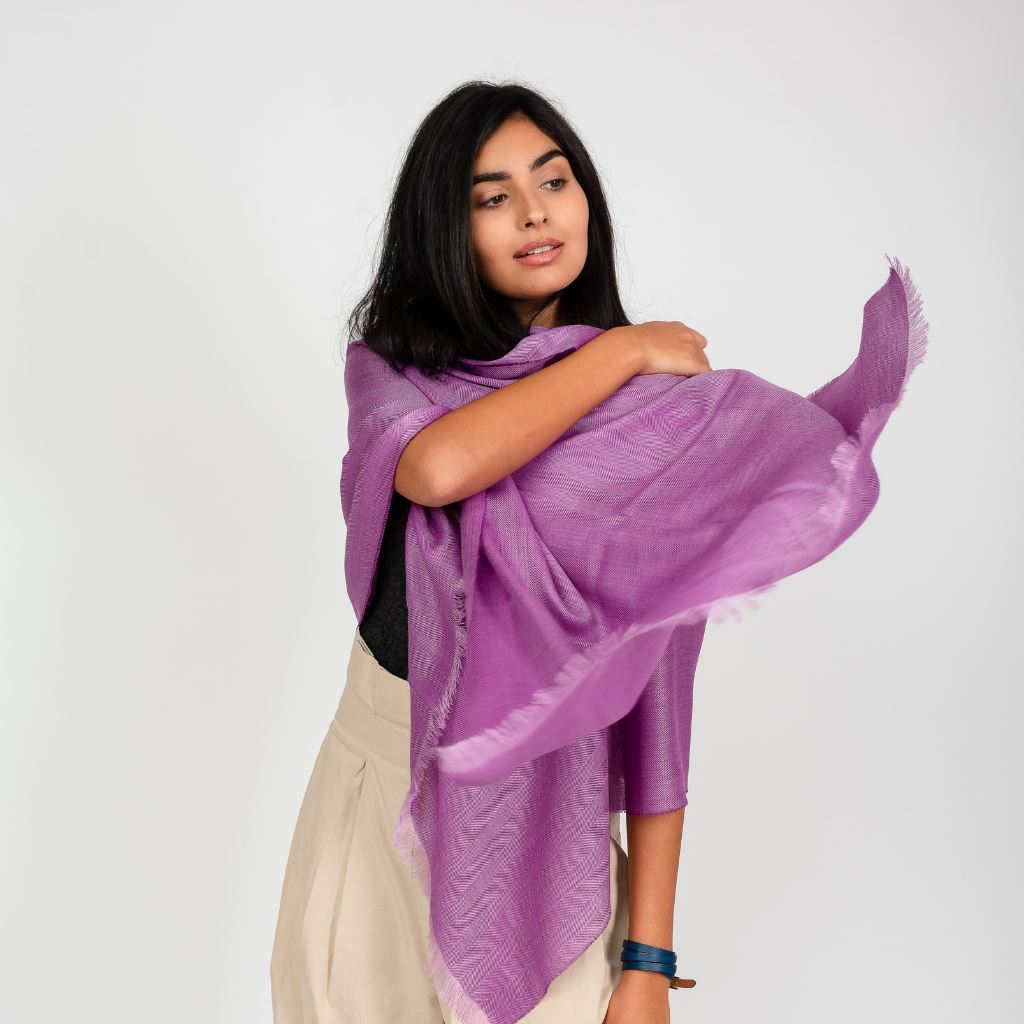 Rose Pink Premium Baby Alpaca & Silk Shawl Scarf Scarf WASHEIN Pink