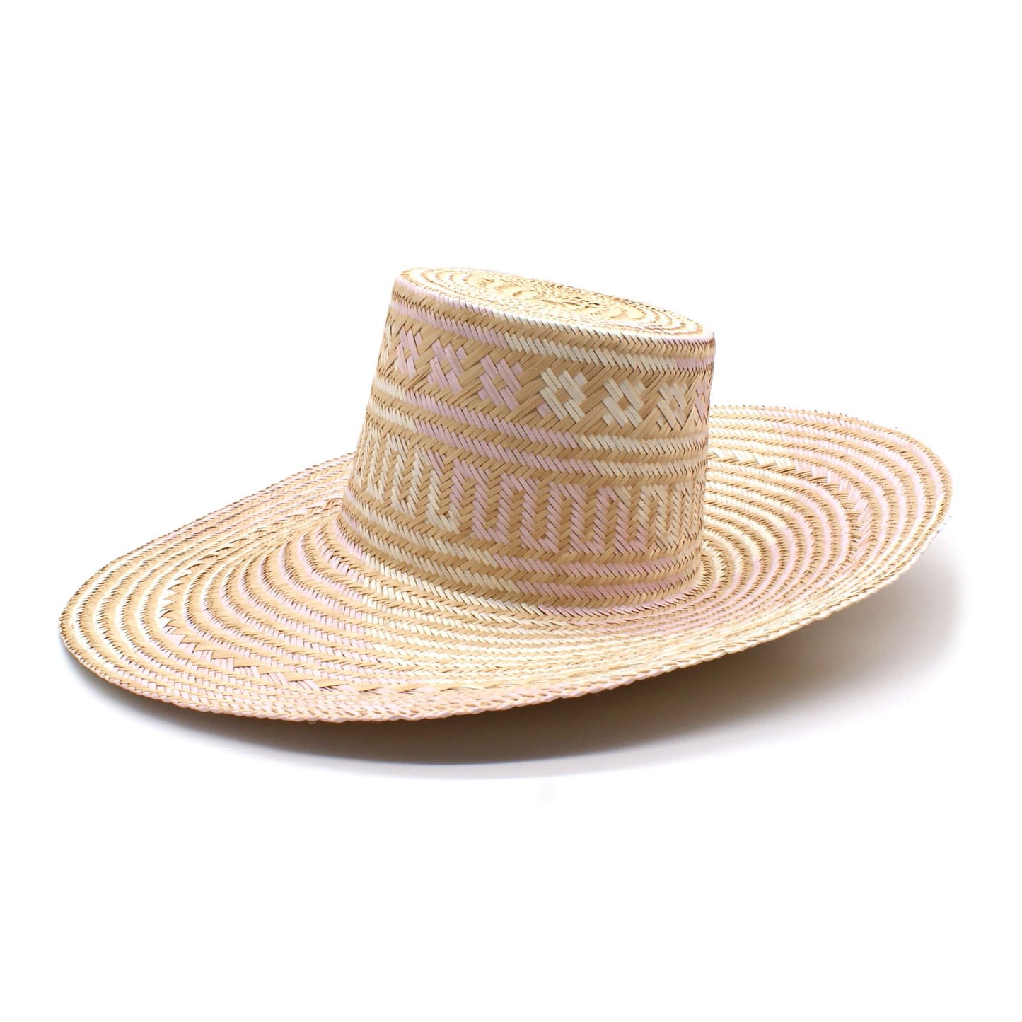 Seashell Pink Wide Brim Straw Hat Hat WASHEIN