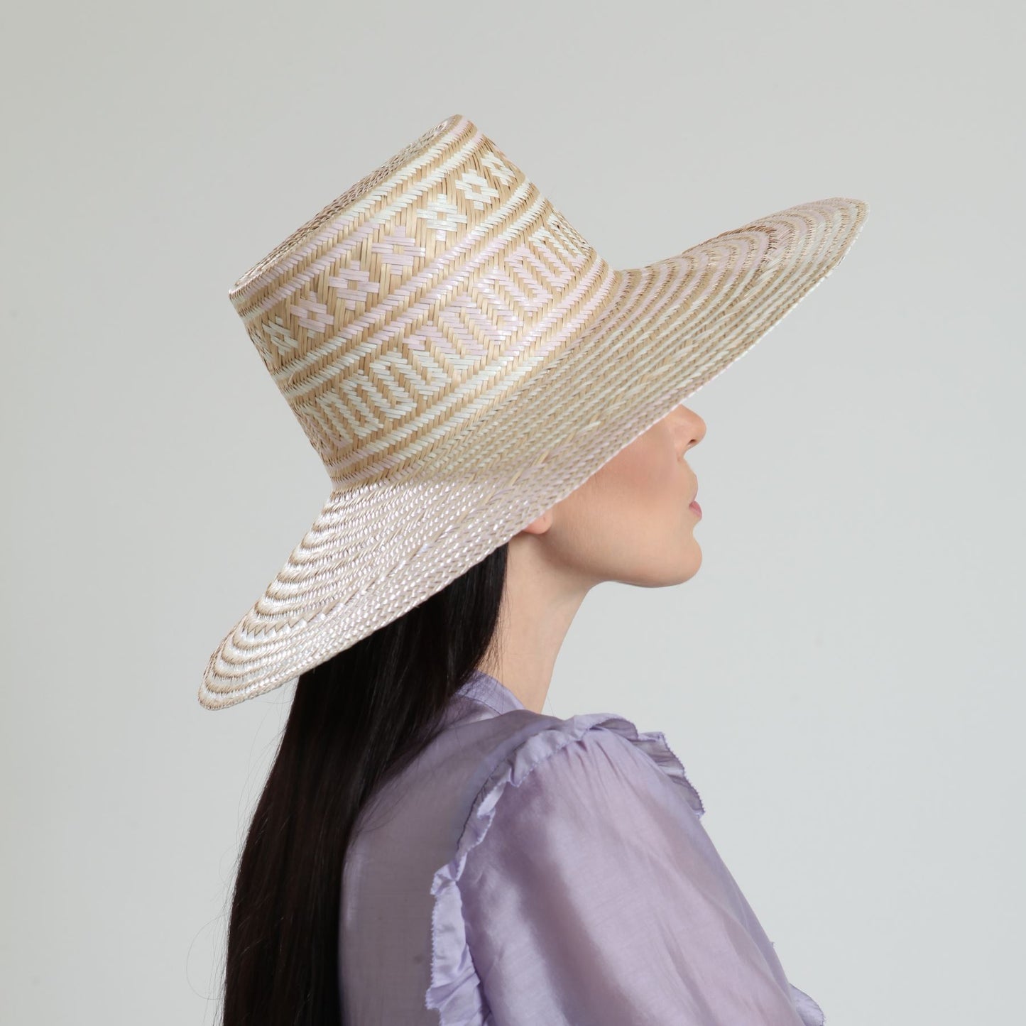 Seashell Pink Wide Brim Straw Hat Hat WASHEIN