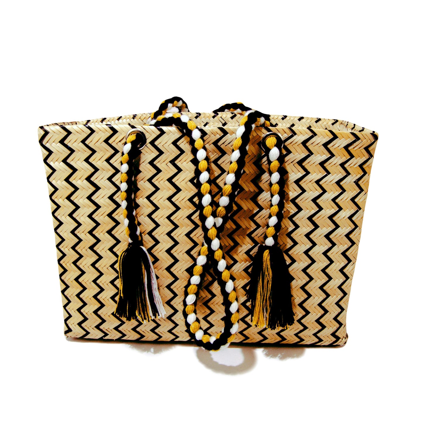 Serrana Natural & Black Straw Basket Bag BAG WASHEIN