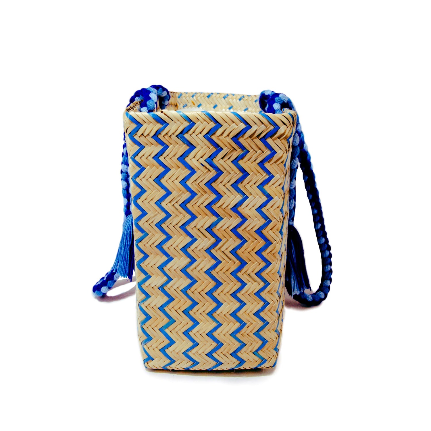 Serrana Natural & Blue Straw Basket Bag BAG WASHEIN