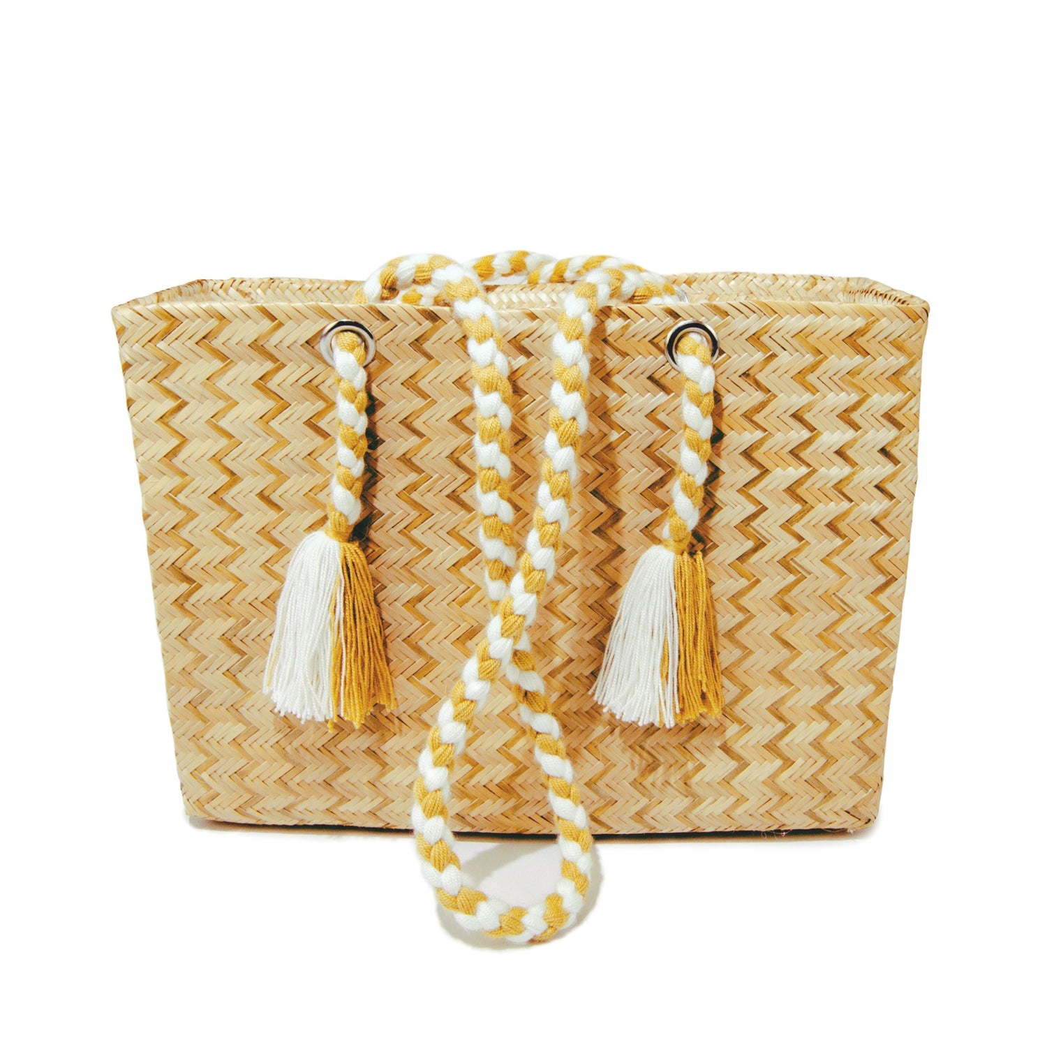 Serrana Natural & Gold Straw Basket Bag BAG WASHEIN