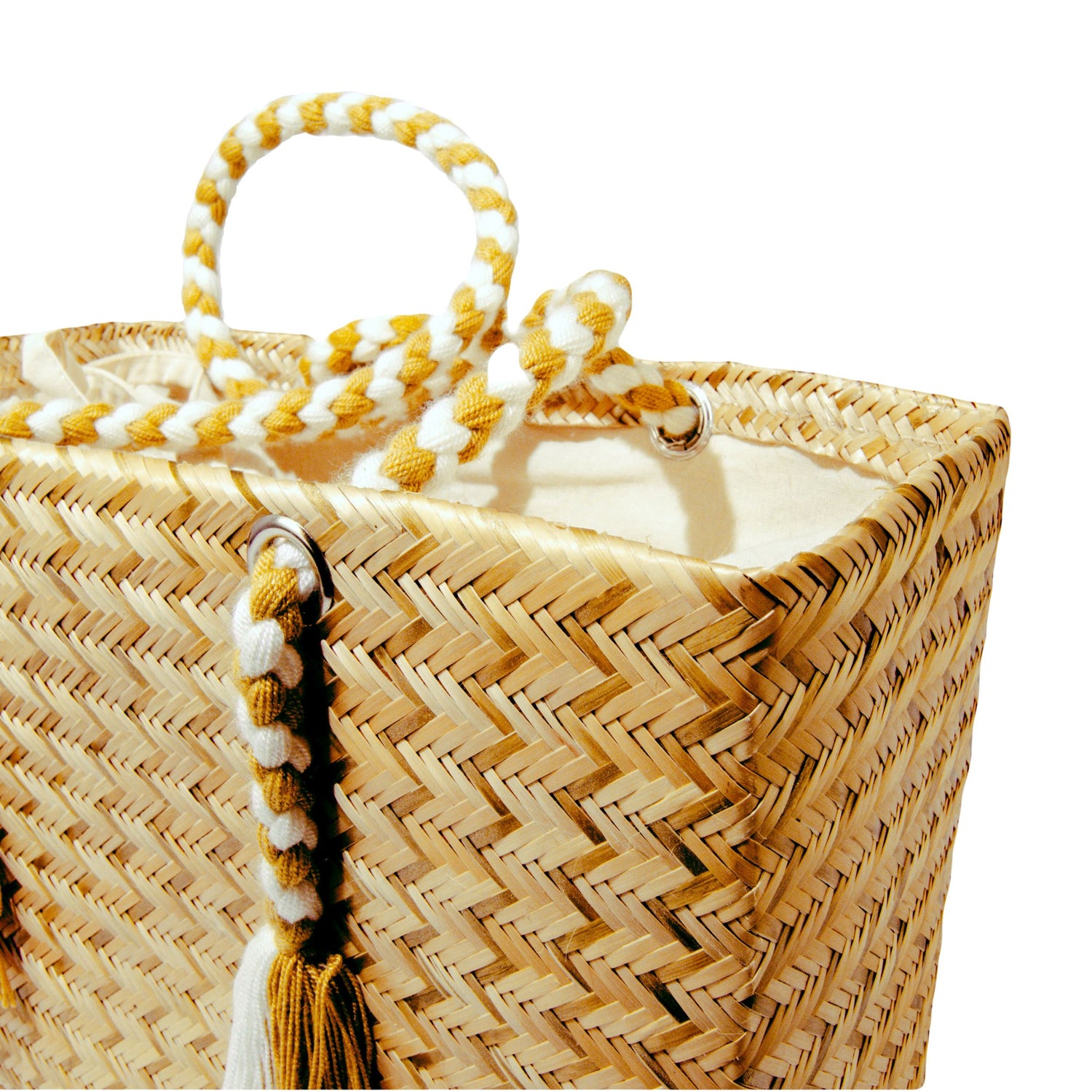 Serrana Natural & Gold Straw Basket Bag BAG WASHEIN