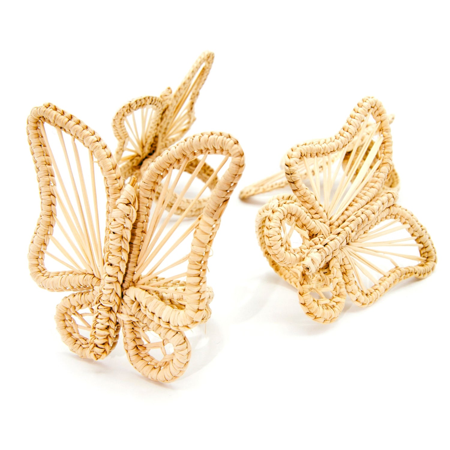 Set X 4 Woven Natural Iraca Straw Butterfly Napkin Rings Napkin Rings WASHEIN