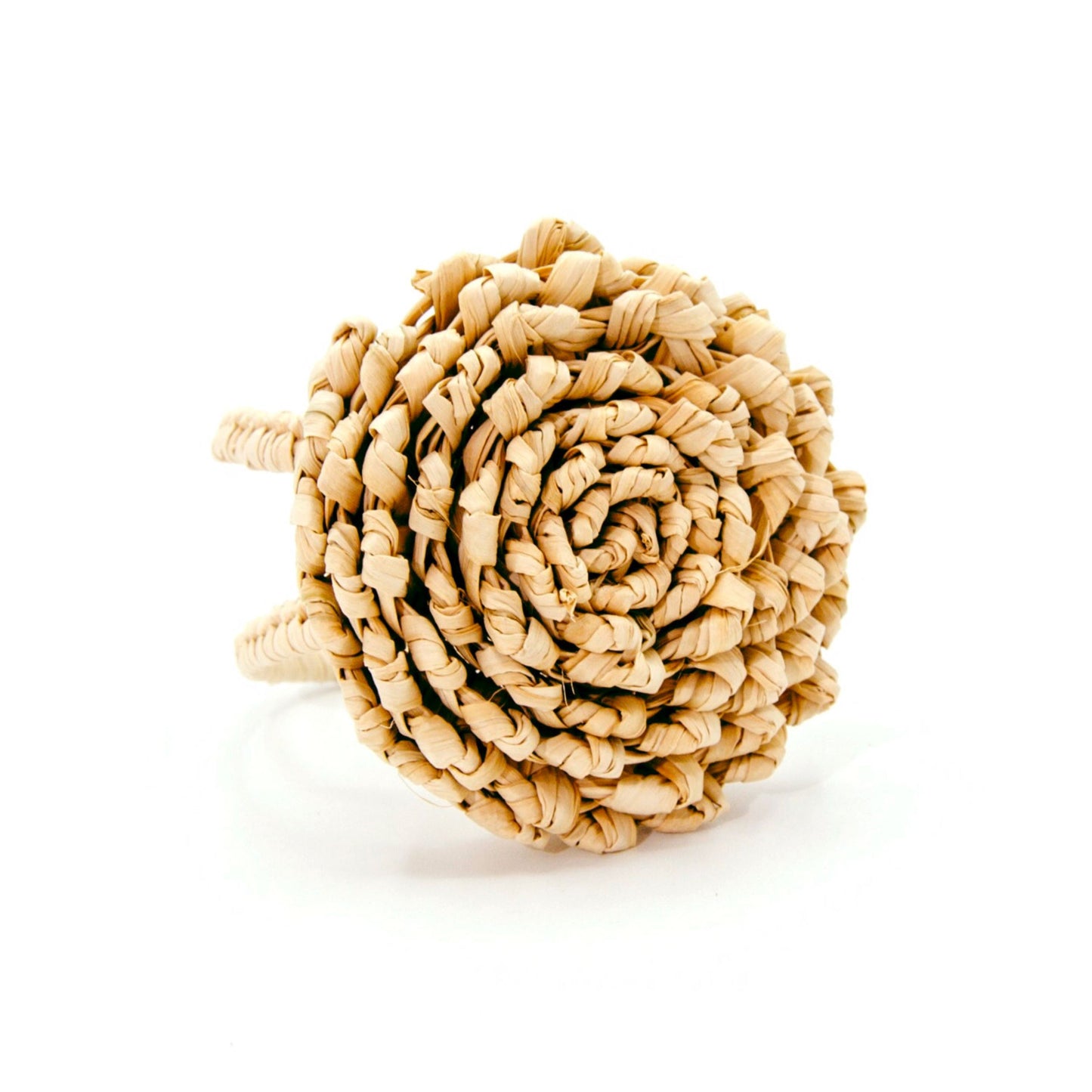 Set X 4 Woven Natural Iraca Straw Flat Rose Napkin Rings Napkin Rings WASHEIN