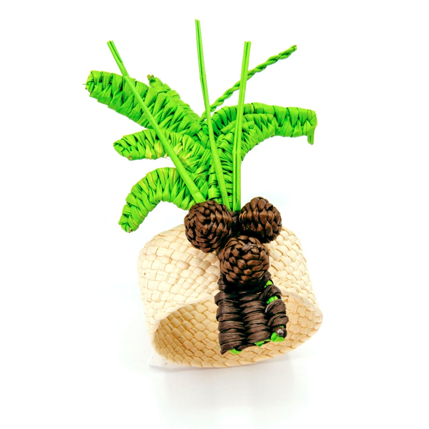 Set X 4 Woven Natural Iraca Straw Green Palm Tree Napkin Rings Napkin Rings WASHEIN