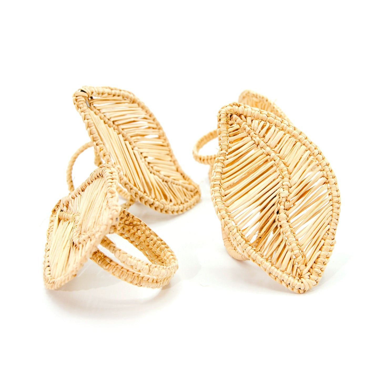 Set X 4 Woven Natural Iraca Straw Leaves Napkin Rings Napkin Rings WASHEIN