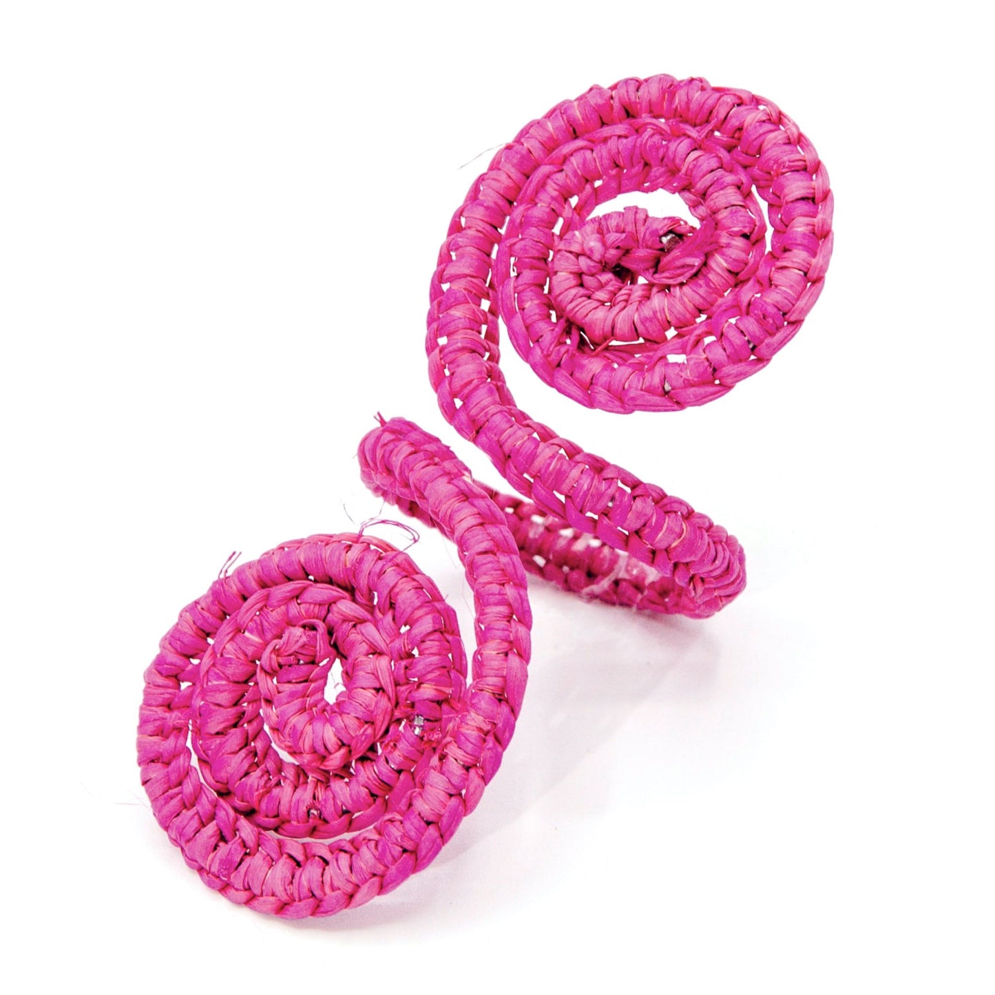 Set X 4 Woven Natural Iraca Straw Pink Spiral Napkin Rings Napkin Rings WASHEIN