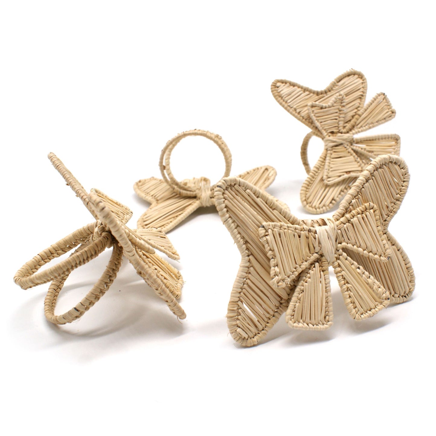 Set X 4 Woven Natural Iraca Straw Ribbon Napkin Rings Napkin Rings WASHEIN