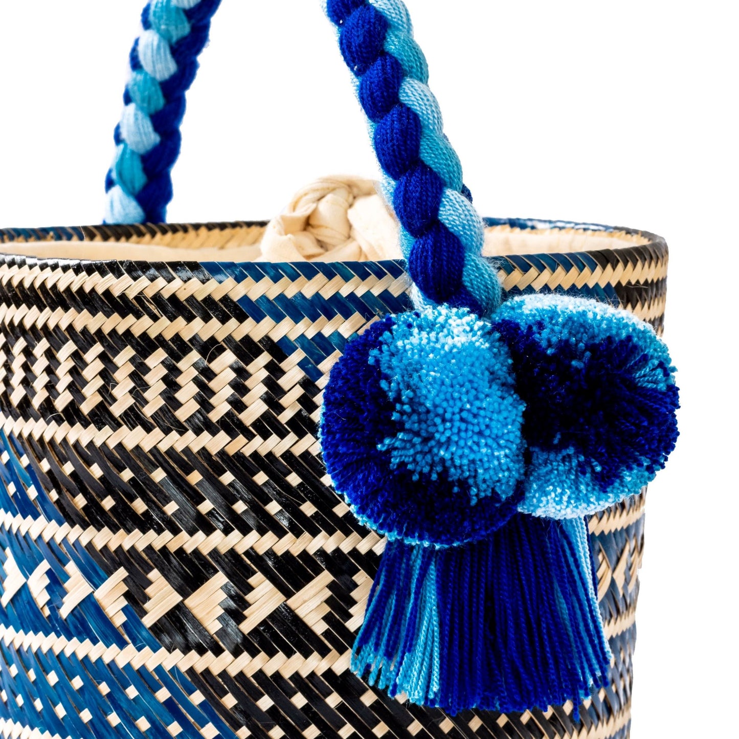 Small Blue Candy Woven Straw Bucket Bag BAG WASHEIN
