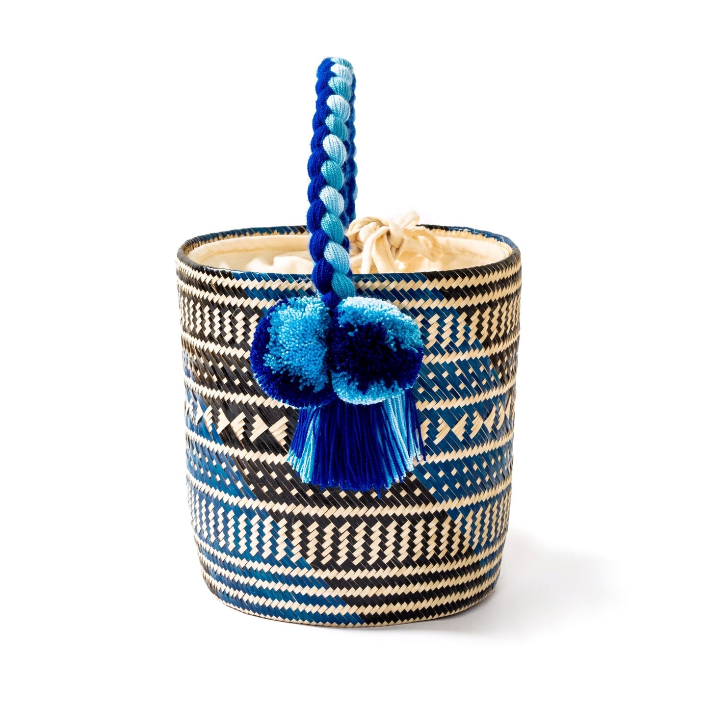 Small Blue Candy Woven Straw Bucket Bag BAG WASHEIN